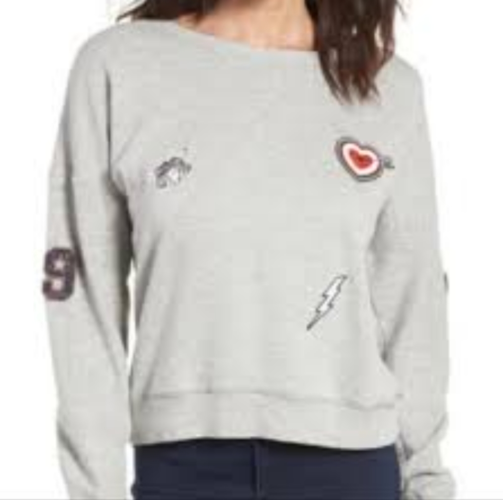 Rails Kelli Grey Sweatshirt with Icons Patches Sz Small